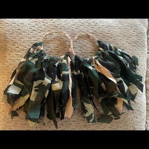 Camouflage Fringe Hoop Earrings